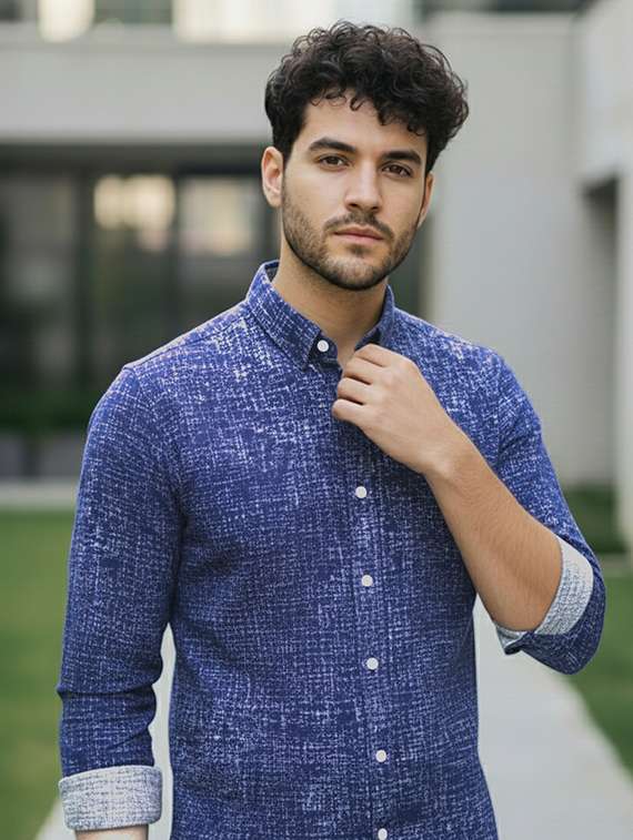 men printed long sleeve regular fit casual shirt - 22324729 -  Standard Image - 3