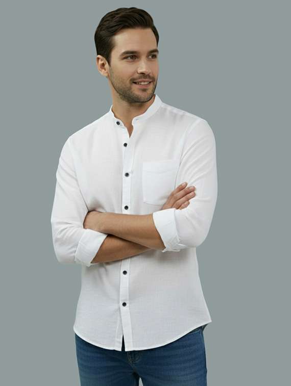 men solid long sleeve regular fit casual shirt