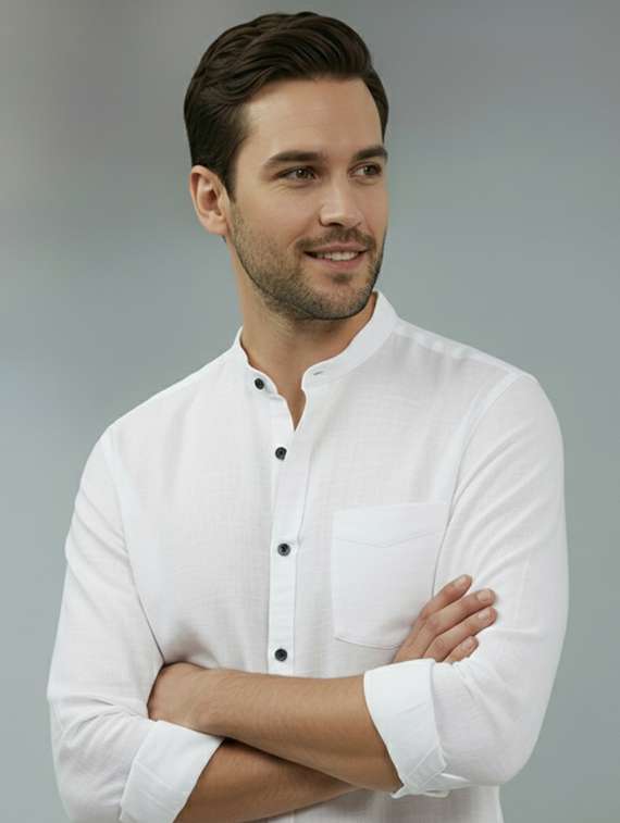 men solid long sleeve regular fit casual shirt - 22324867 -  Standard Image - 3