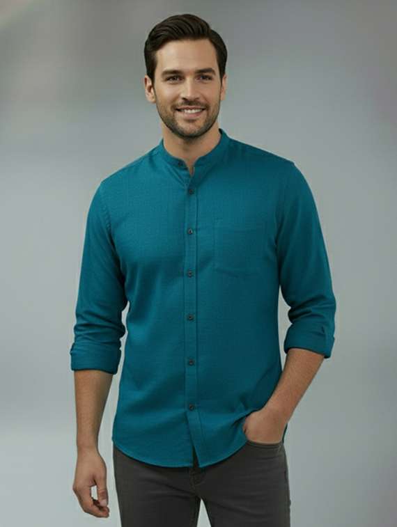 men solid long sleeve regular fit casual shirt