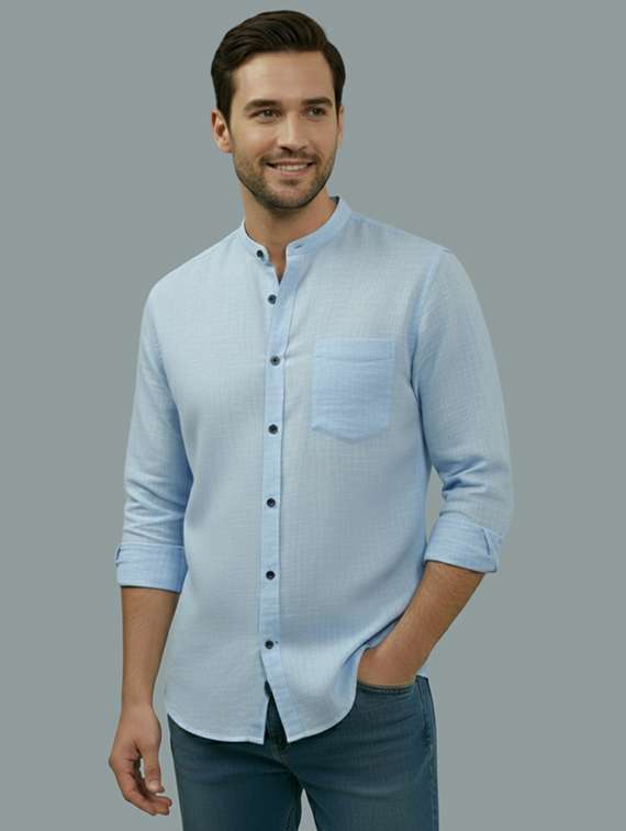 men solid long sleeve regular fit casual shirt