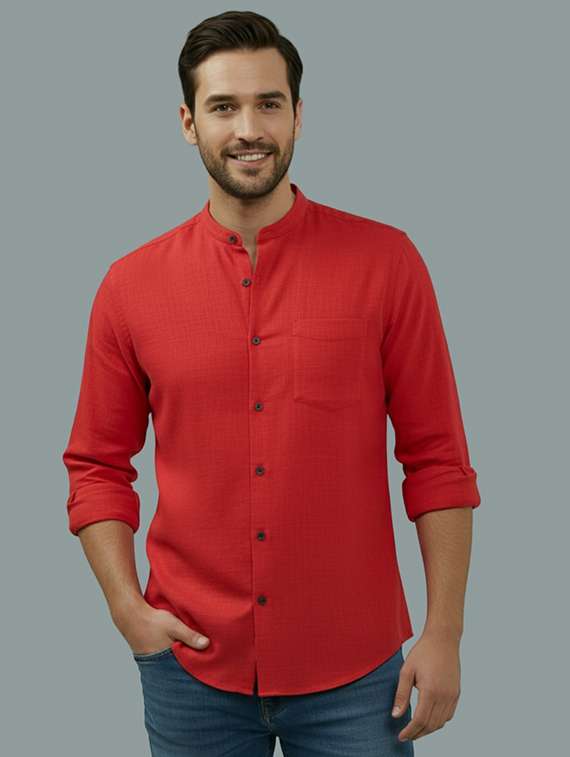men solid long sleeve regular fit casual shirt