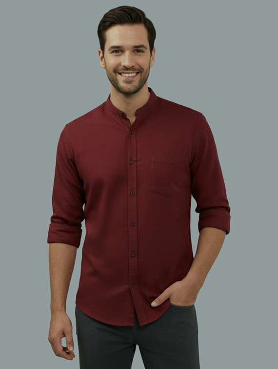 men solid long sleeve regular fit casual shirt