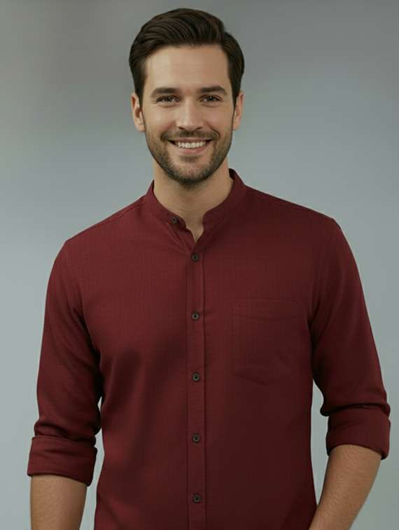 Men Solid Long Sleeve Regular Fit Casual Shirt - 22324876 -  Standard Image - 3