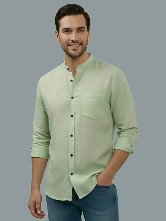 men solid long sleeve regular fit casual shirt