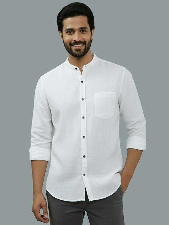 men solid long sleeve regular fit casual shirt