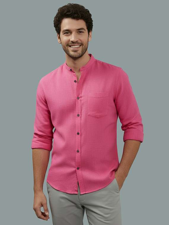 men solid long sleeve regular fit casual shirt