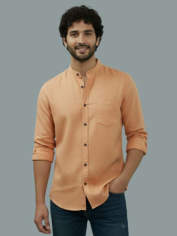 men solid long sleeve regular fit casual shirt