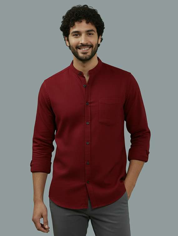 men solid long sleeve regular fit casual shirt