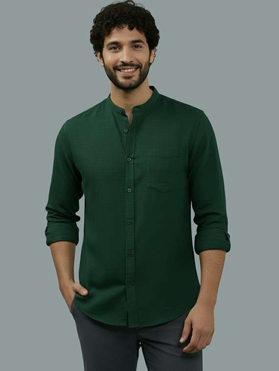 men solid long sleeve regular fit casual shirt