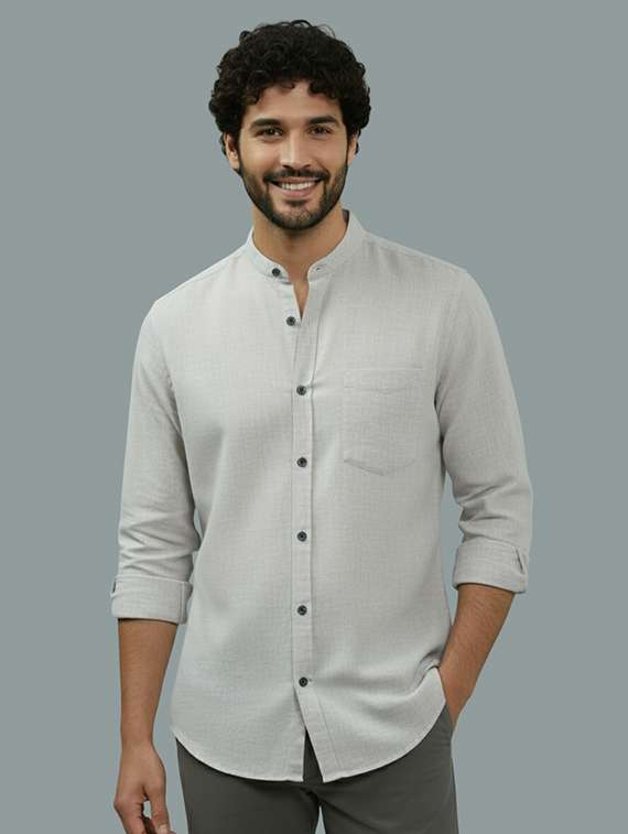 men solid long sleeve regular fit casual shirt