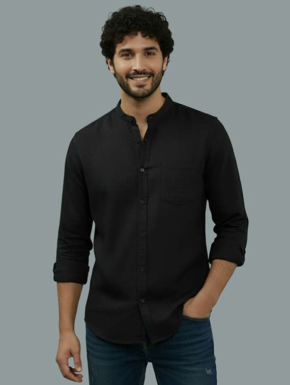 men solid long sleeve regular fit casual shirt