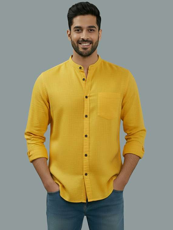 men solid long sleeve regular fit casual shirt