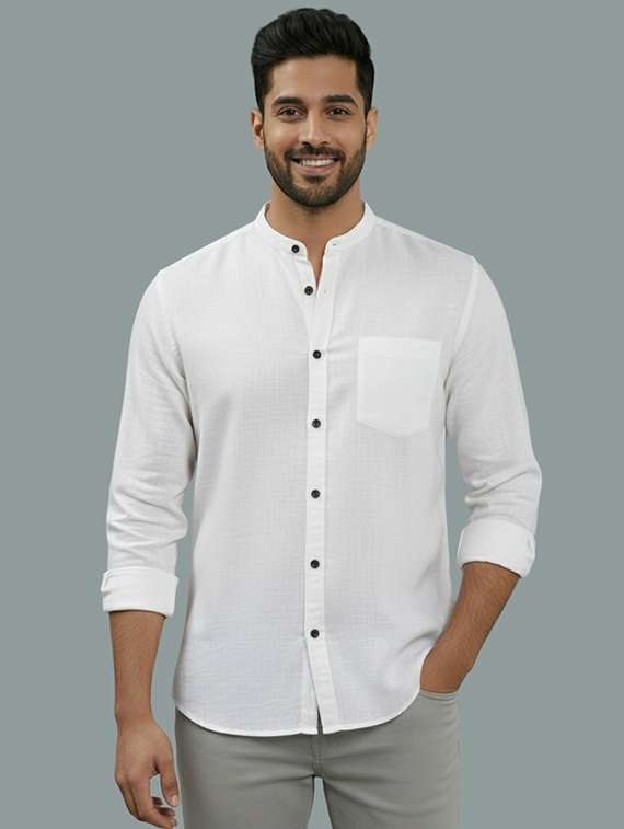 men solid long sleeve regular fit casual shirt