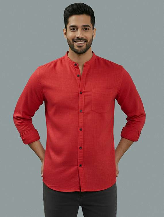 men solid long sleeve regular fit casual shirt