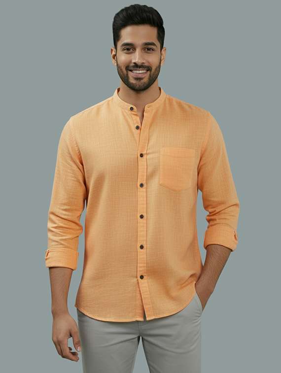 men solid long sleeve regular fit casual shirt