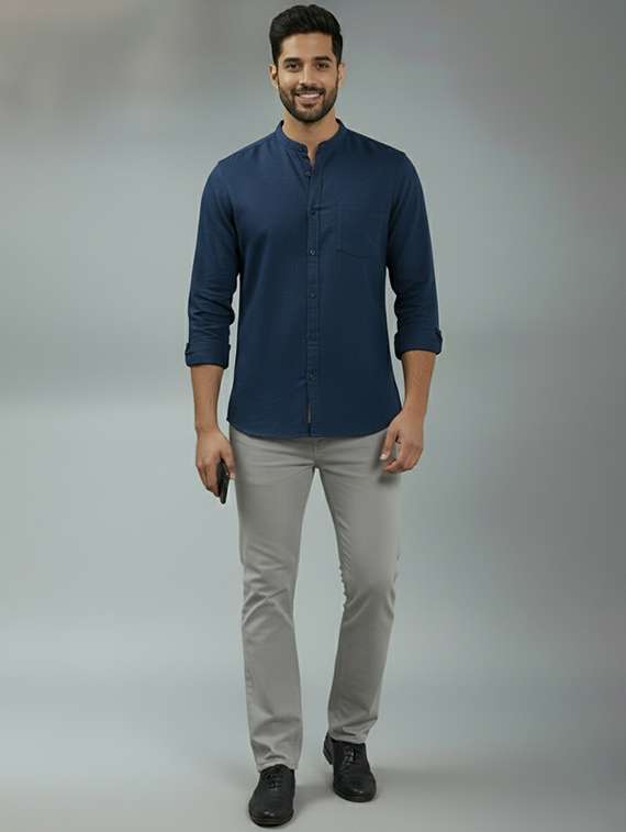 men solid long sleeve regular fit casual shirt - 22324956 -  Standard Image - 3
