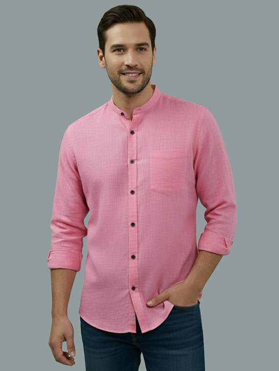 men solid long sleeve regular fit casual shirt