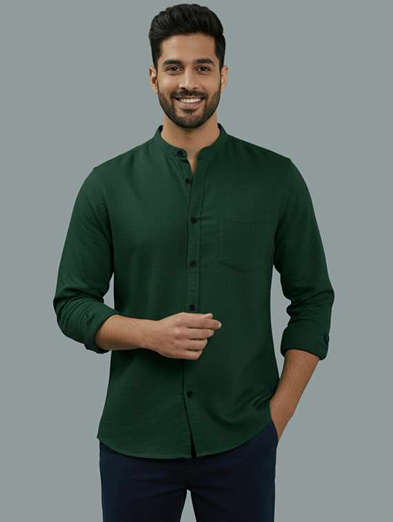 men solid long sleeve regular fit casual shirt