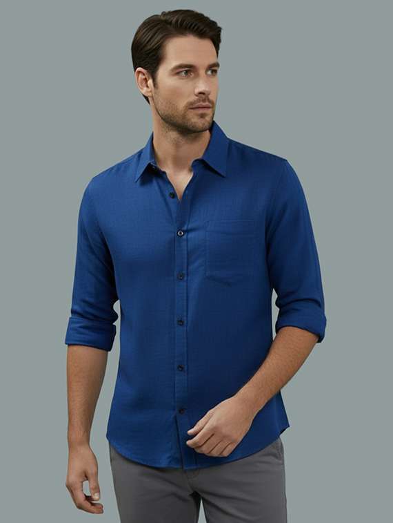men solid long sleeve regular fit casual shirt