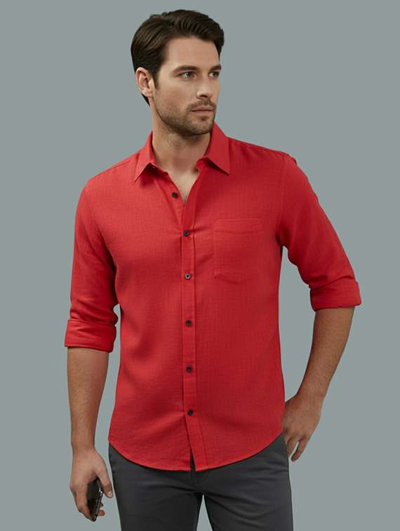 men solid long sleeve regular fit casual shirt