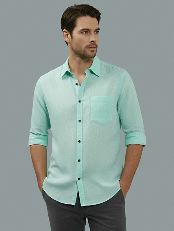men solid long sleeve regular fit casual shirt