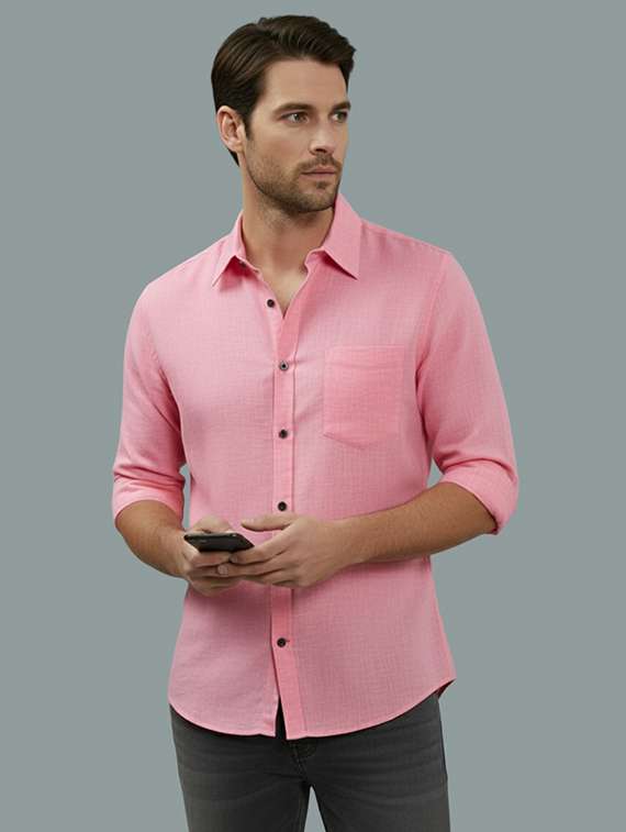 men solid long sleeve regular fit casual shirt