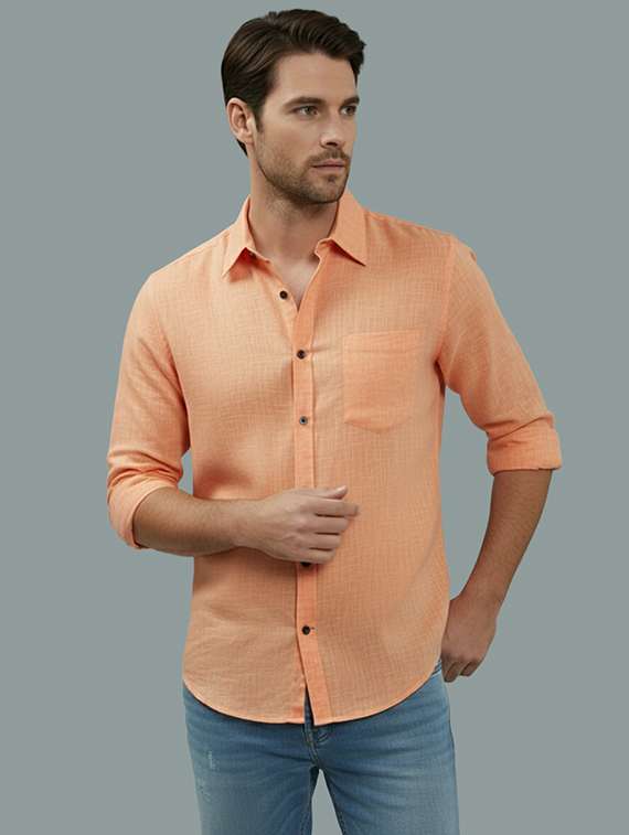 men solid long sleeve regular fit casual shirt