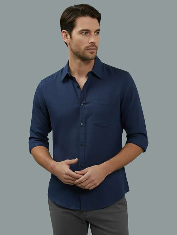 men solid long sleeve regular fit casual shirt