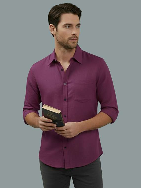 men solid long sleeve regular fit casual shirt