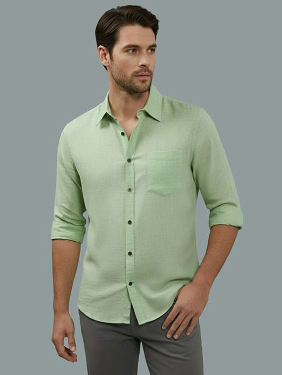 men solid long sleeve regular fit casual shirt