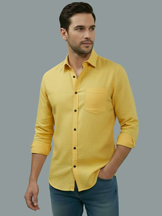 men solid long sleeve regular fit casual shirt