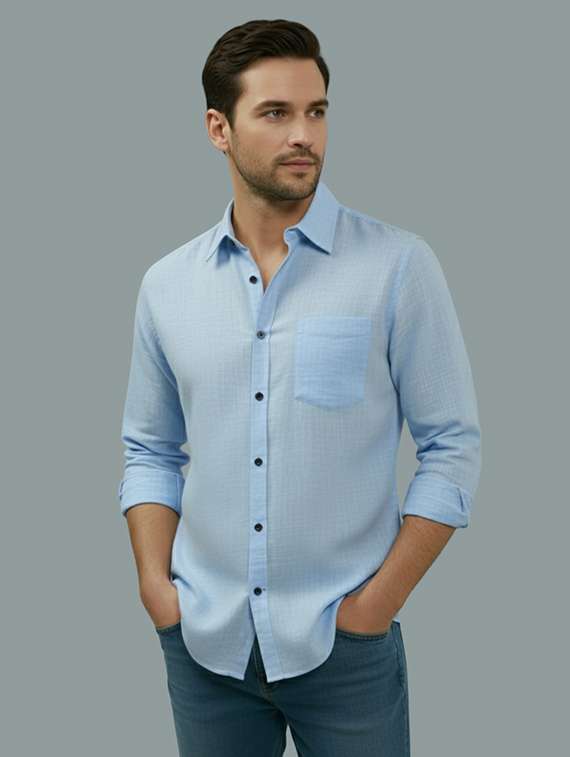 men solid long sleeve regular fit casual shirt