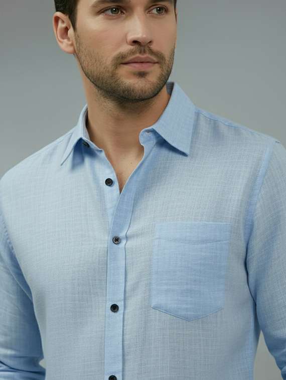 men solid long sleeve regular fit casual shirt - 22324989 -  Standard Image - 3