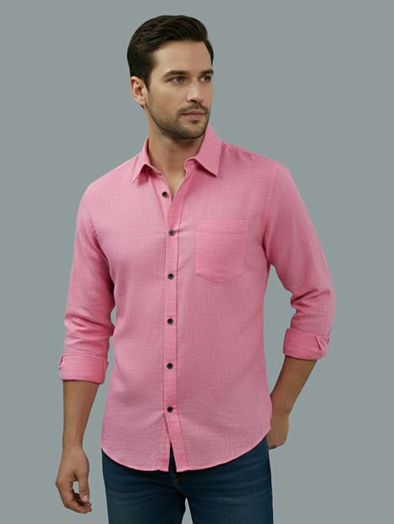 men solid long sleeve regular fit casual shirt