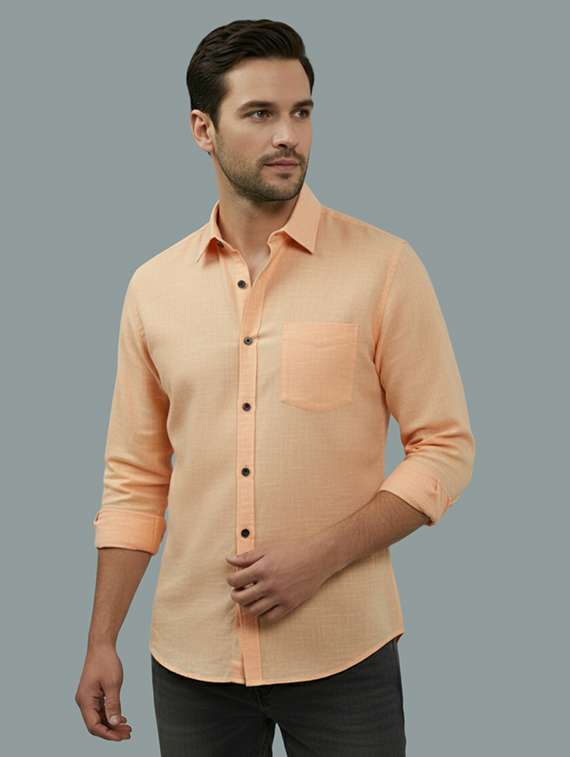 men solid long sleeve regular fit casual shirt