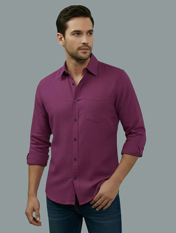 men solid long sleeve regular fit casual shirt