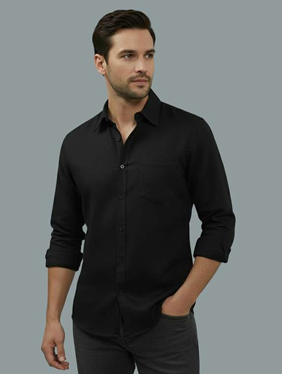men solid long sleeve regular fit casual shirt