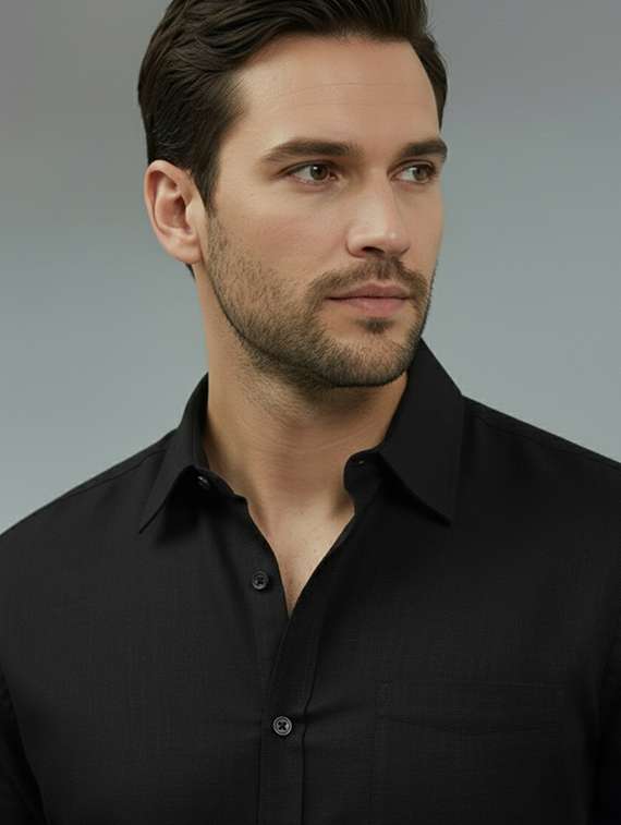 men solid long sleeve regular fit casual shirt - 22325004 -  Standard Image - 3