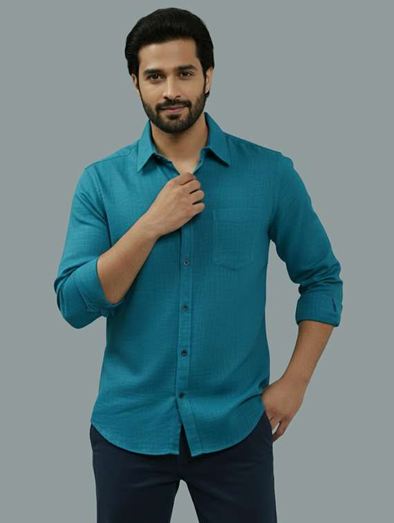 men solid long sleeve regular fit casual shirt