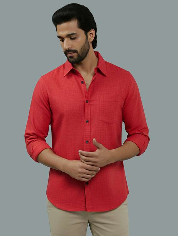 men solid long sleeve regular fit casual shirt