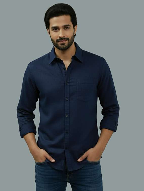 men solid long sleeve regular fit casual shirt