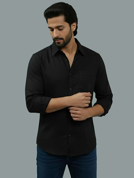 men solid long sleeve regular fit casual shirt