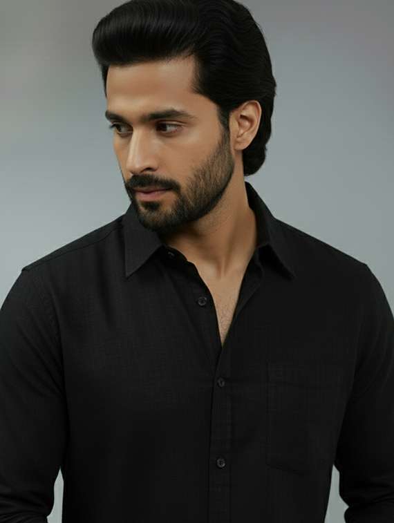 men solid long sleeve regular fit casual shirt - 22325024 -  Standard Image - 3