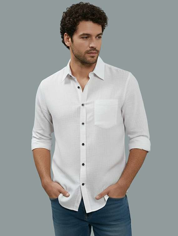 men solid long sleeve regular fit casual shirt