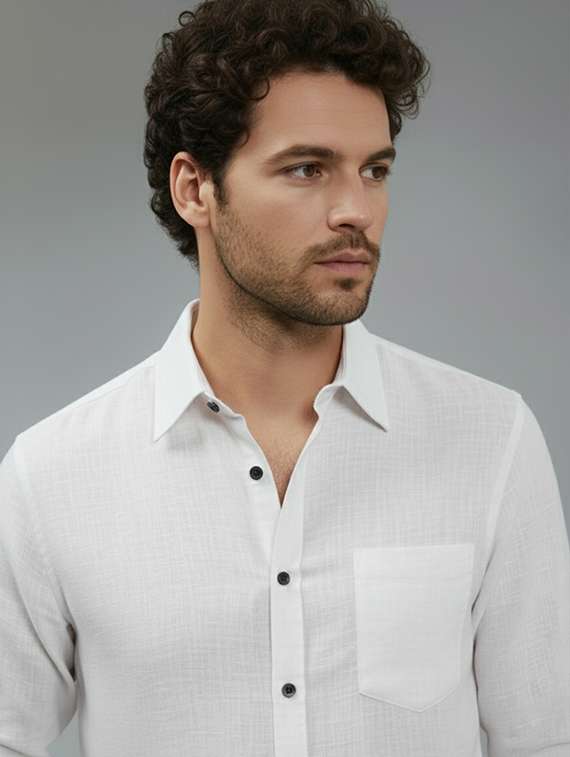 men solid long sleeve regular fit casual shirt - 22325027 -  Standard Image - 3
