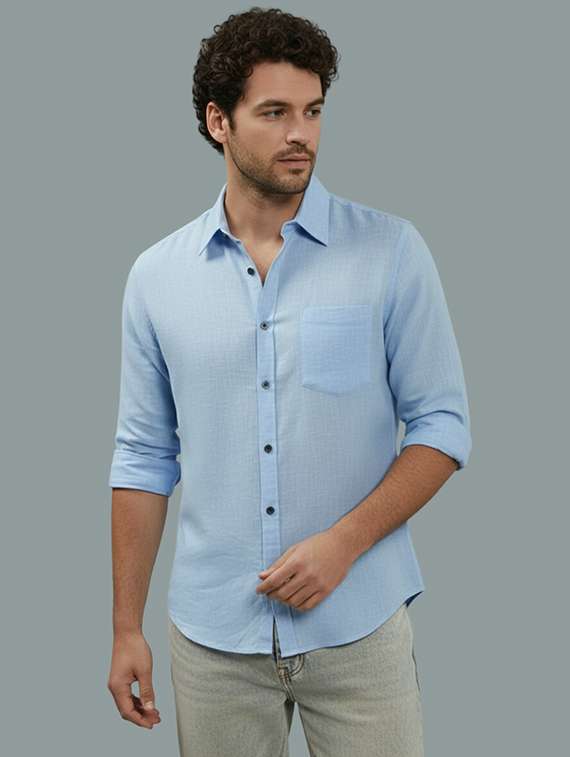 men solid long sleeve regular fit casual shirt