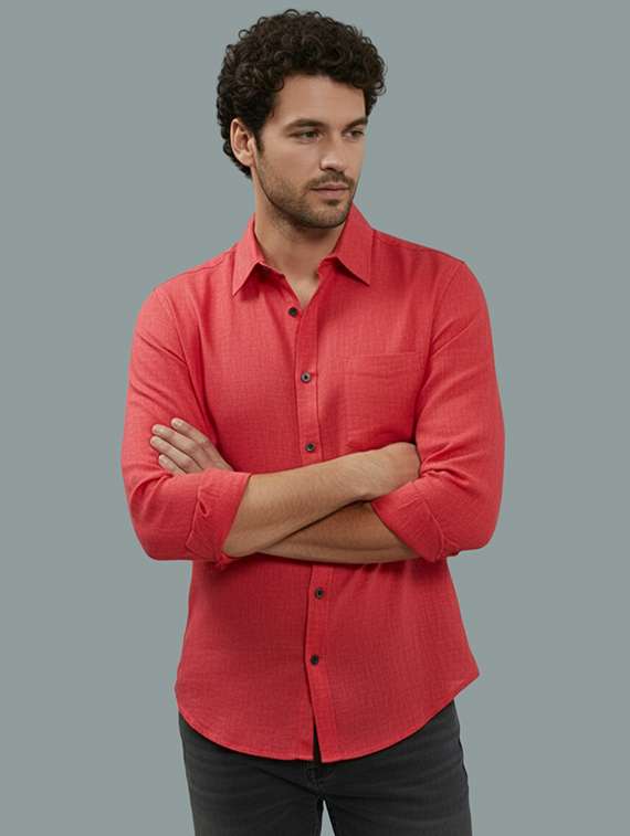 men solid long sleeve regular fit casual shirt