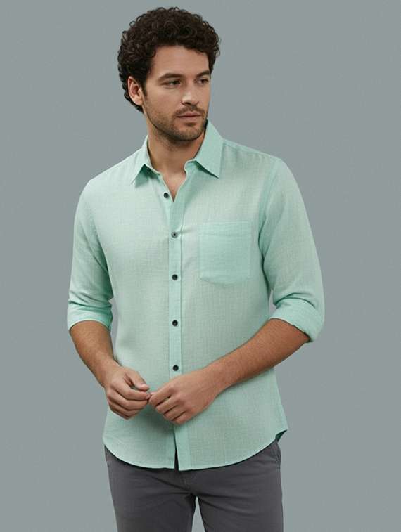 men solid long sleeve regular fit casual shirt