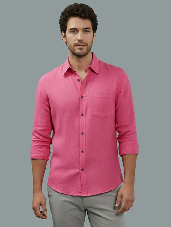 men solid long sleeve regular fit casual shirt